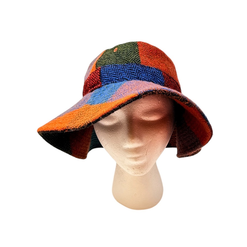 LL Bean Womens Wool Patchwork Bucket Hat‎ Multi Color Herringbone S/M